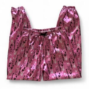 PLAYBOY Pink Satin All Over Print Pajama Pants